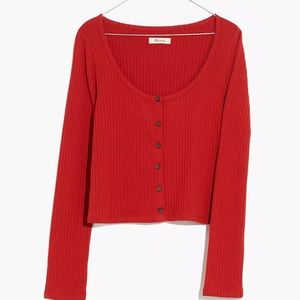 madewell ribbed cardigan crop tee